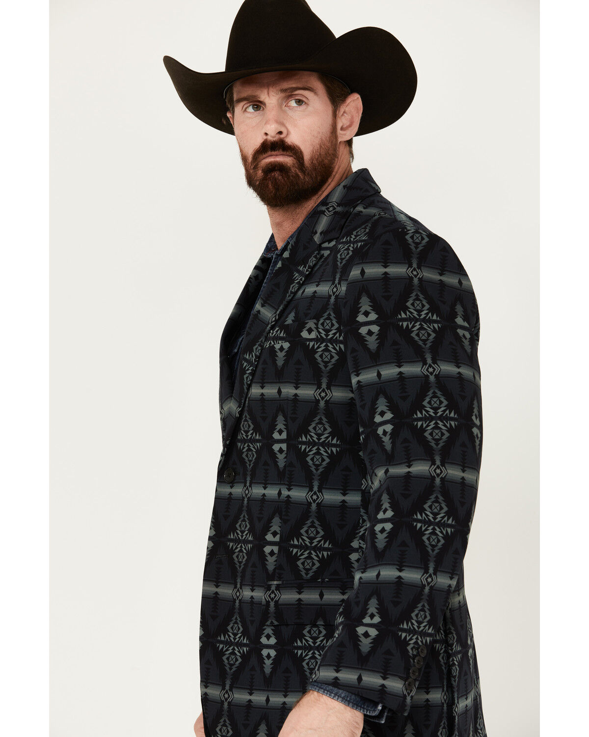Image #2 - Rock & Roll Denim Men's Southwestern Print Modern Fit Sportcoat, Black, hi-res