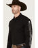 Image #3 - RANK 45® Men's American Legend Logo Performance Twill Long Sleeve Pearl Snap Western Shirt, Black, hi-res