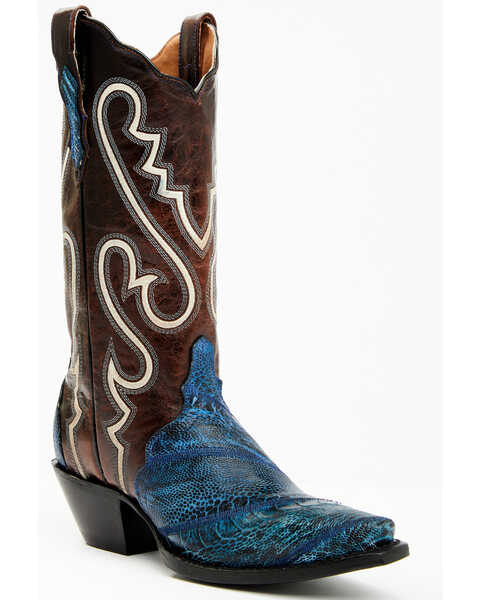 Dan Post Women's Exotic Ostrich Leg Western Boots - Snip Toe, Blue, hi-res