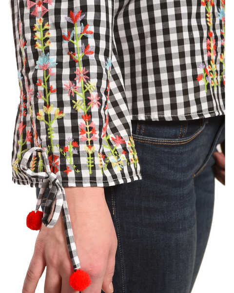 Image #5 - Derek Heart Women's Embroidered Gingham Off The Shoulder Top , , hi-res
