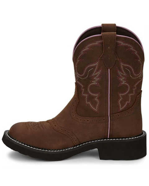Image #3 - Justin Women's Gemma Western Boots - Round Toe, Distressed Brown, hi-res