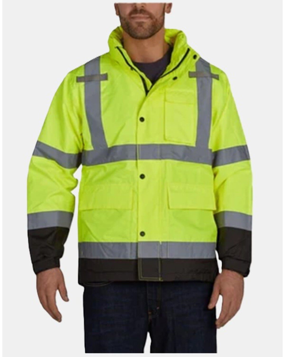 Utility Pro Men's HiVis Waterproof Rain Jacket, Yellow, hi-res