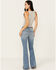 Shyanne Women's Catalina Light Medium Wash High Rise Stretch Flare Jeans , Light Wash, hi-res