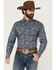 Image #1 - Roper Men's Amarillo Paisley Print Long Sleeve Button-Down Western Shirt, Blue, hi-res
