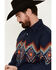 Image #2 - Panhandle Men's Southwestern Border Print Long Sleeve Pearl Snap Western Shirt, Navy, hi-res