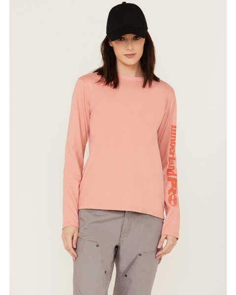 Image #1 - Timberland Pro Women's Cotton Core Long Sleeve Tee, Pink, hi-res