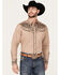 Image #1 - Rodeo Clothing Men's Embroidered Long Sleeve Snap Western Shirt, Tan, hi-res