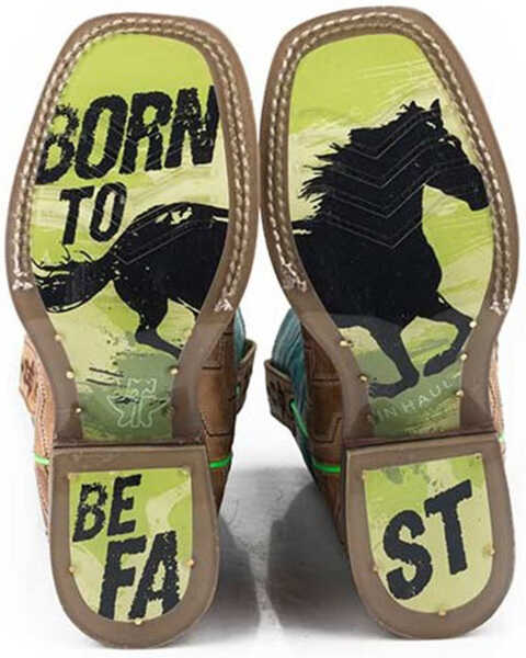 Tin Haul Boys' Horse Power Western Boots - Broad Square Toe, Tan, hi-res