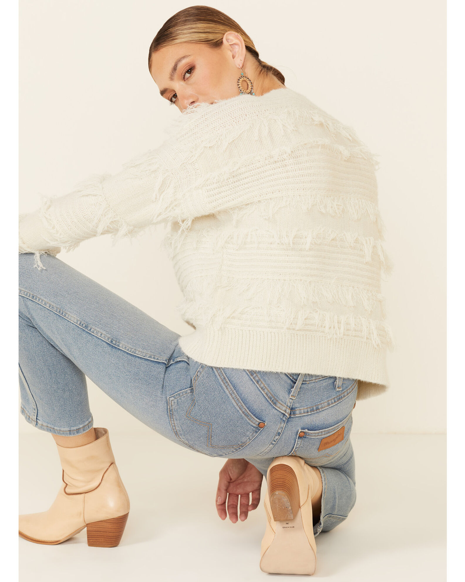 Shyanne Women s Off White Fringe Pullover Sweater Sheplers