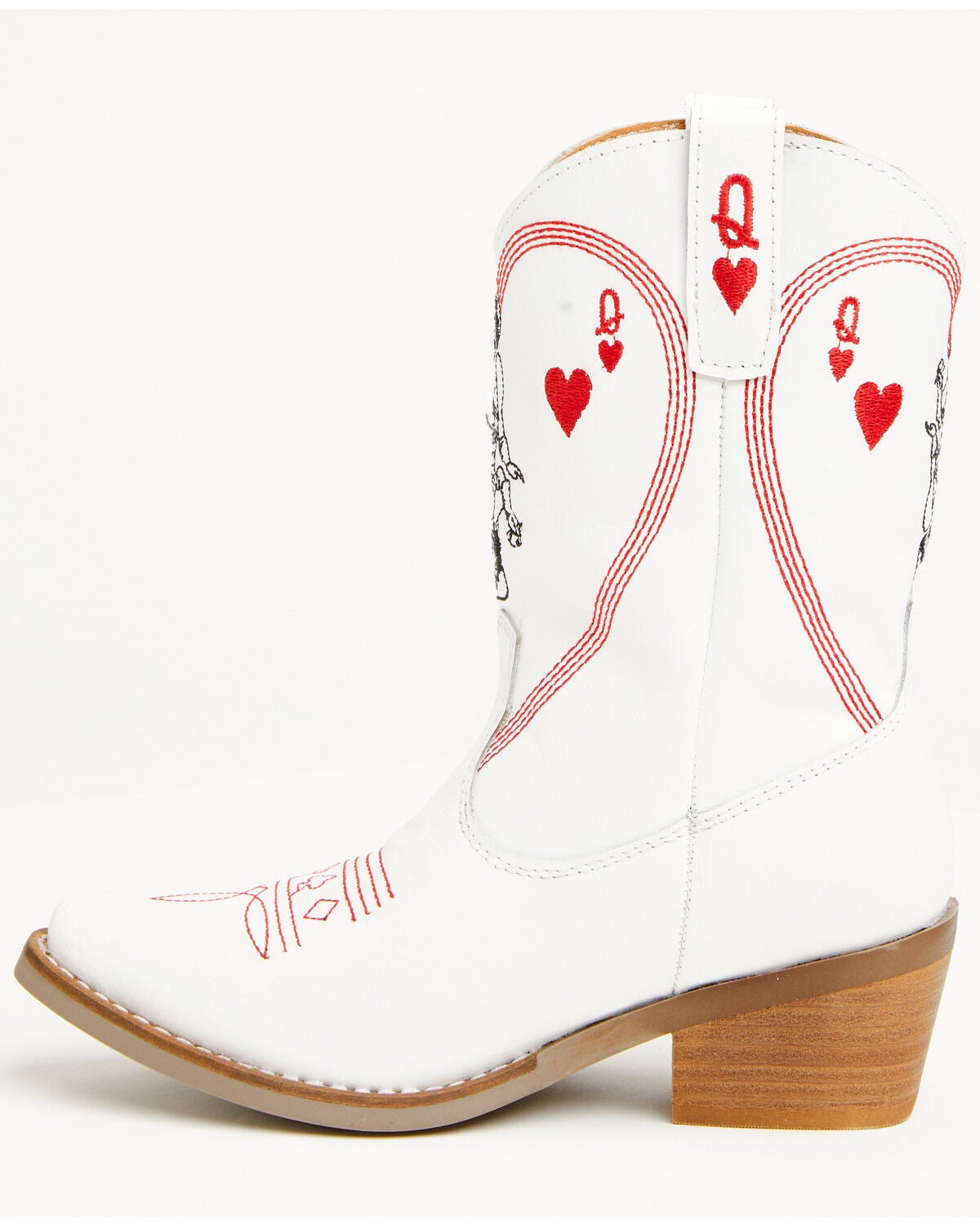 Image #3 - Dingo Girls' Queen A Hearts Western Boots - Snip Toe, White, hi-res