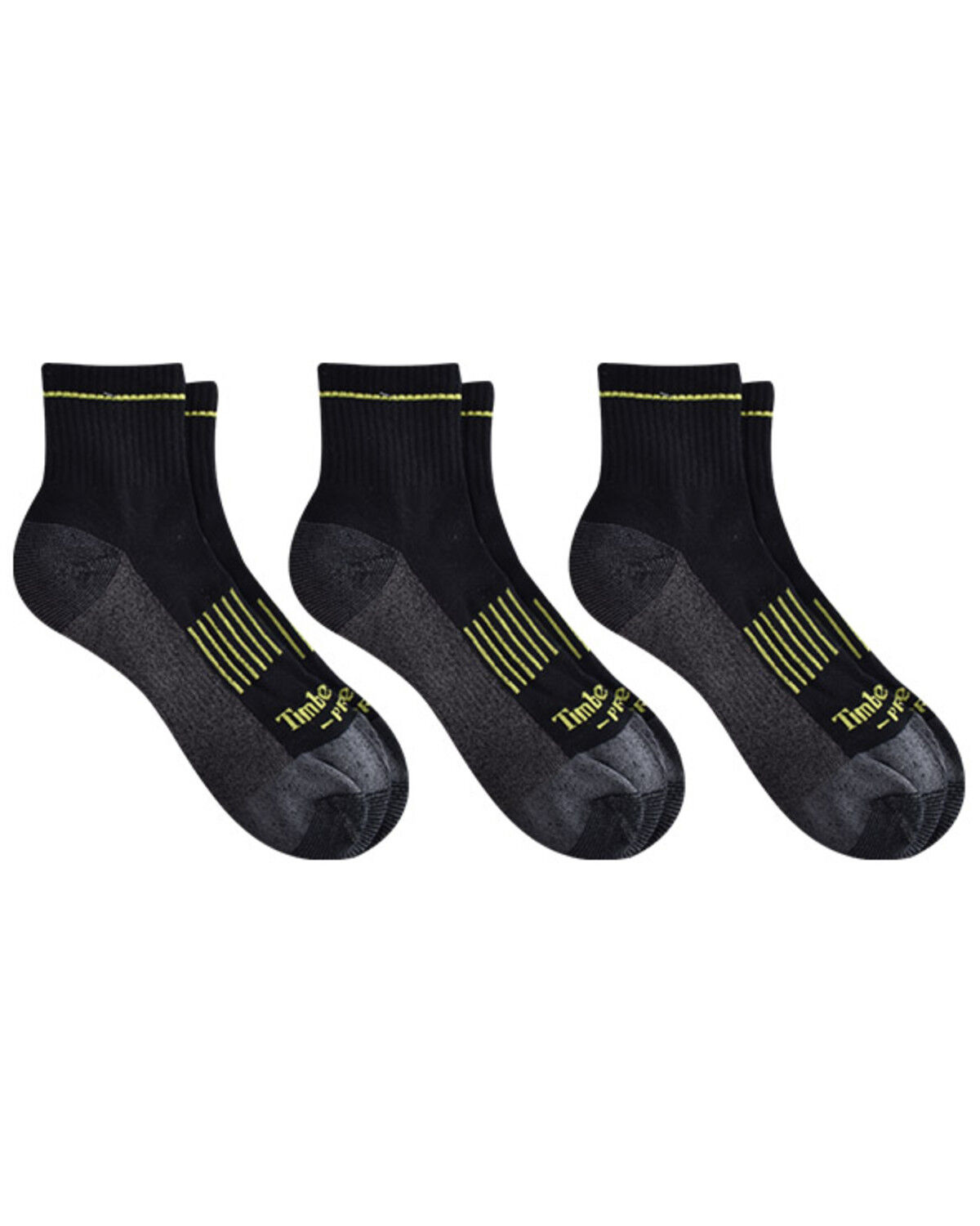 Image #1 - Timberland PRO Men's Rugged Accent 1.2 Cushion Quarter Socks - 3 Piece, Black, hi-res