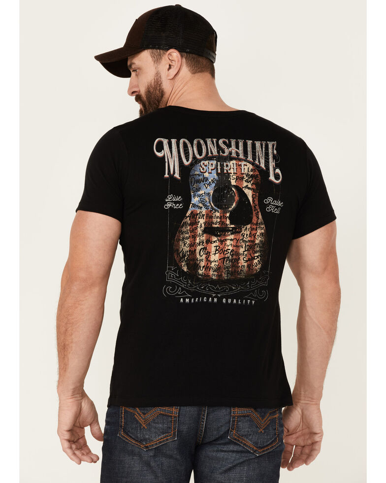 Moonshine Spirit Men's Acoustic Guitar Flag Graphic Short Sleeve T-Shirt , Black, hi-res