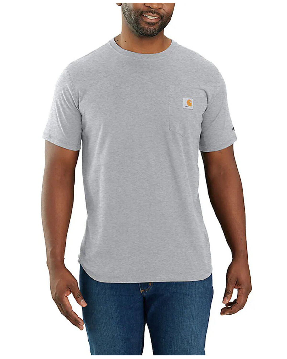 Image #1 - Carhartt Men's Force® Relaxed Fit Short Sleeve Pocket T-Shirt - Big, Silver, hi-res