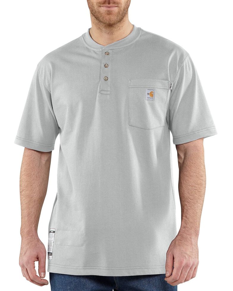 Carhartt Men's Grey FR Short Sleeve Henley Work Shirt - Big & Tall ...
