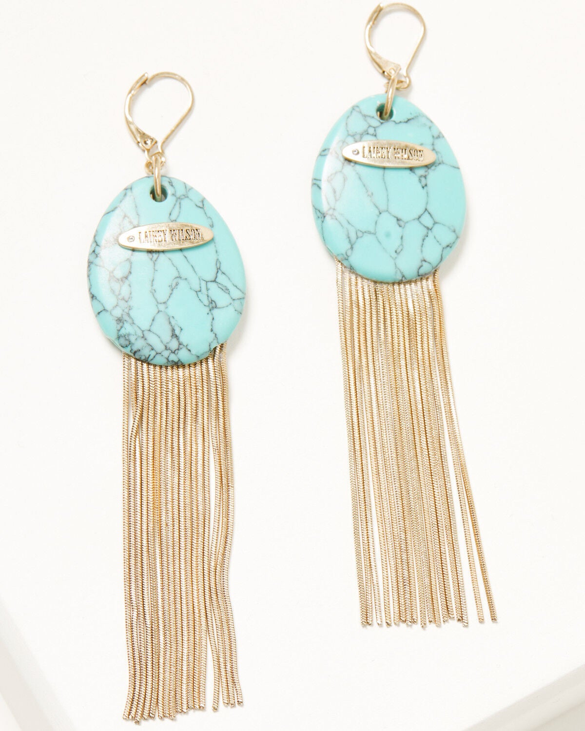 Image #1 - Lainey Wilson Women's Linear Chain Fringe Earrings, Gold, hi-res