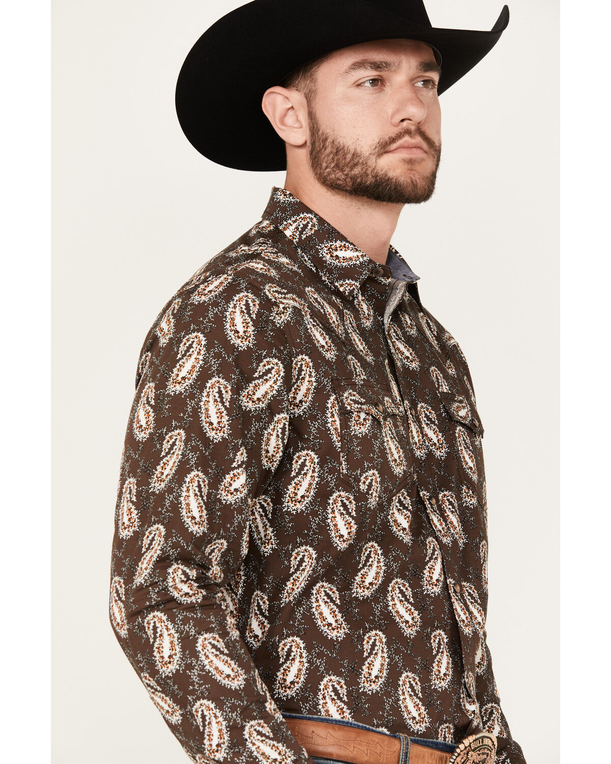 Image #2 - Cody James Men's Flea Market Paisley Print Long Sleeve Snap Western Shirt, Navy, hi-res
