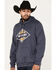 Image #2 - Wrangler Men's Southwestern Logo Graphic Hooded Sweatshirt , Navy, hi-res