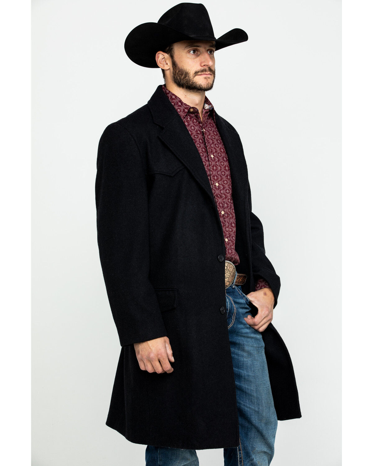 Image #3 - Cripple Creek Men's Black Wool Melton Overcoat, , hi-res
