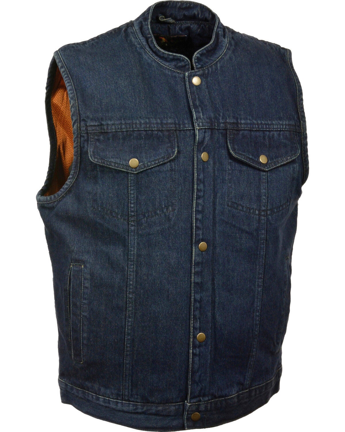 Milwaukee Leather Men's Snap Front Denim Club Style Vest with Gun Pocket, Blue, hi-res