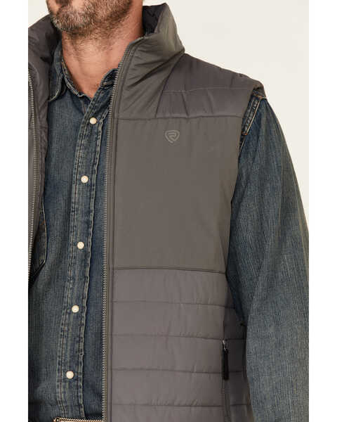 Image #3 - Rock & Roll Denim Men's Solid Charcoal Performance Quilted Zip-Front Vest , , hi-res