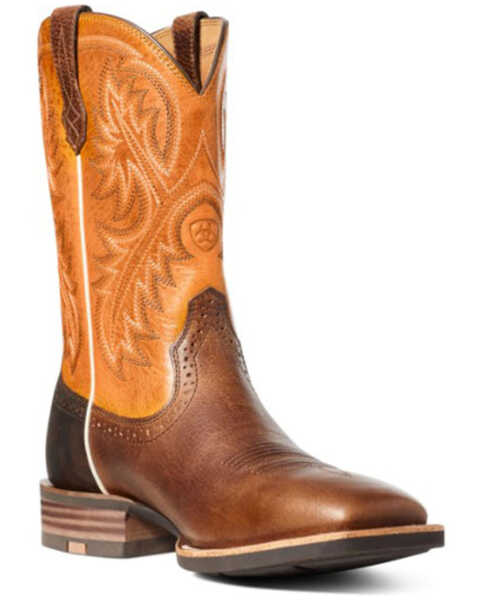 Image #1 - Ariat Men's Quickdraw Pinto Western Performance Boots - Broad Square Toe, Brown, hi-res
