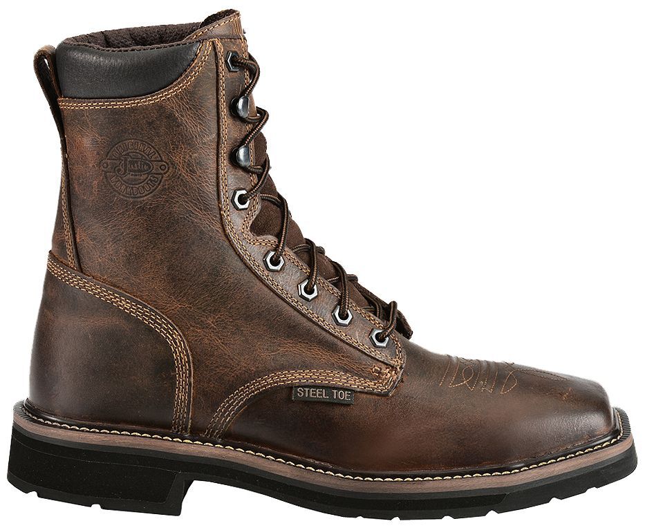 justin square steel toe work boots