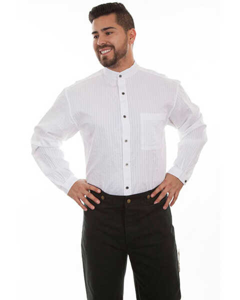 Image #1 - WahMaker By Scully Men's White Striped Button Long Sleeve Western Shirt - Big , White, hi-res