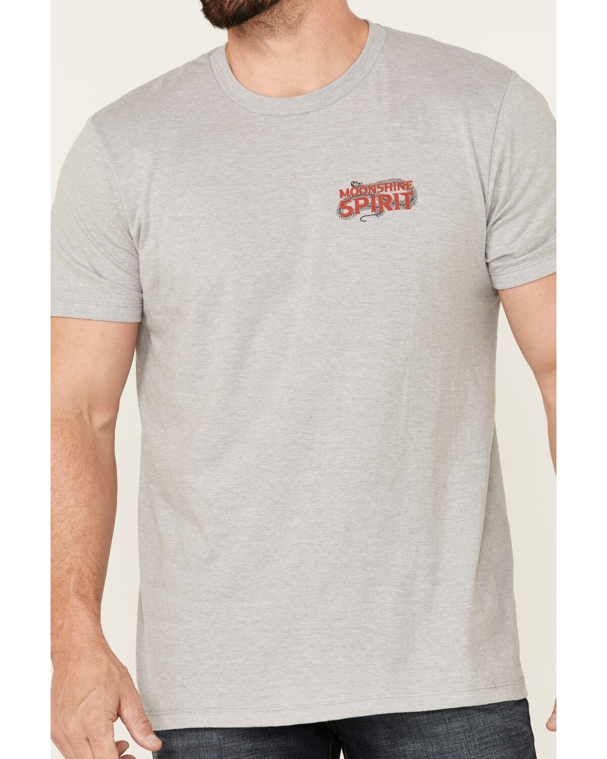 Image #3 - Moonshine Spirit Men's Gray Floral Snake Graphic Short Sleeve T-Shirt, Heather Grey, hi-res