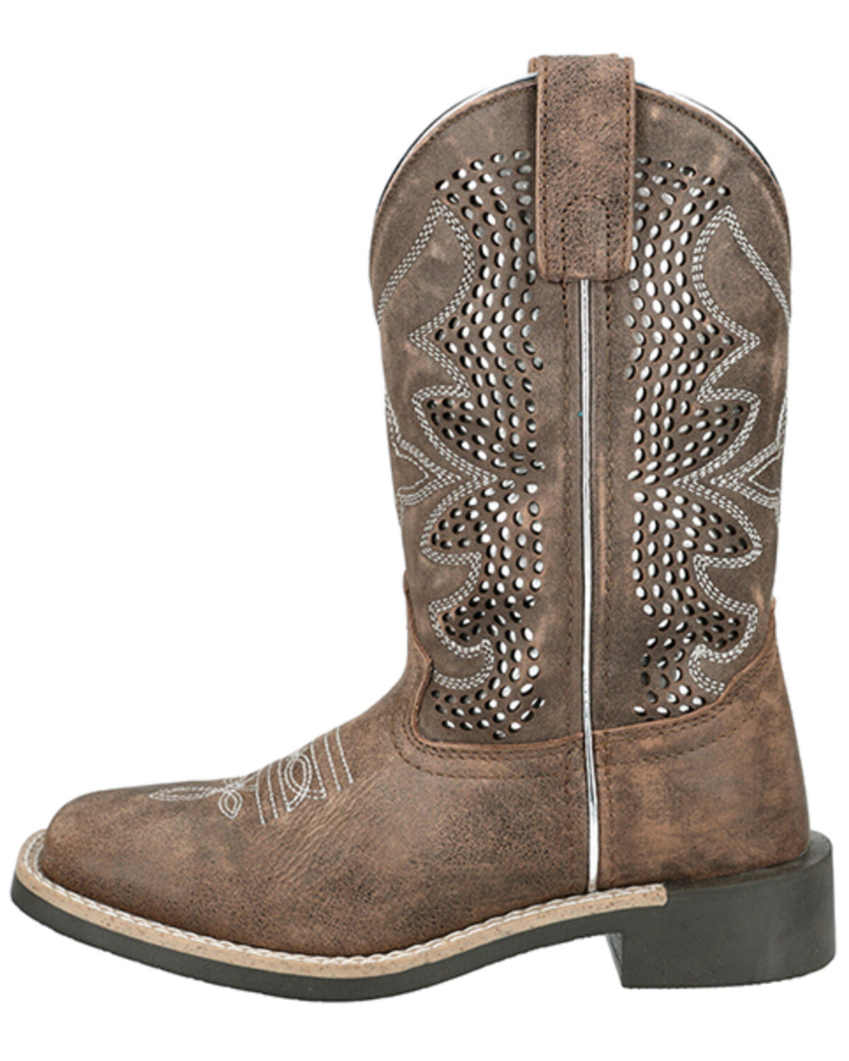 Image #3 - Smoky Mountain Little Girls' Willow Western Boots - Broad Square Toe, Brown, hi-res