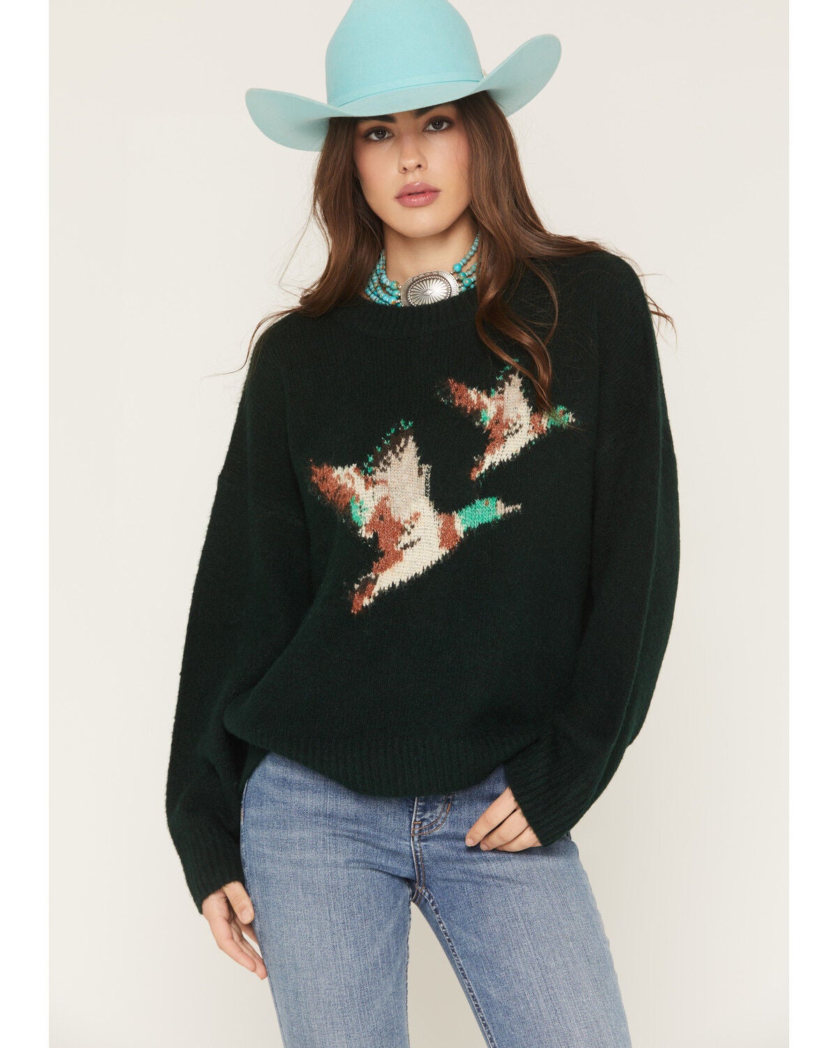 Image #1 - Bailey Rose Women's Duck Sweater, Green, hi-res