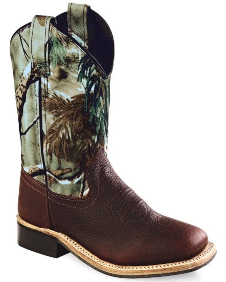Old West Kids' Oiled Rust Camo Cowboy Boots Square Toe Sheplers