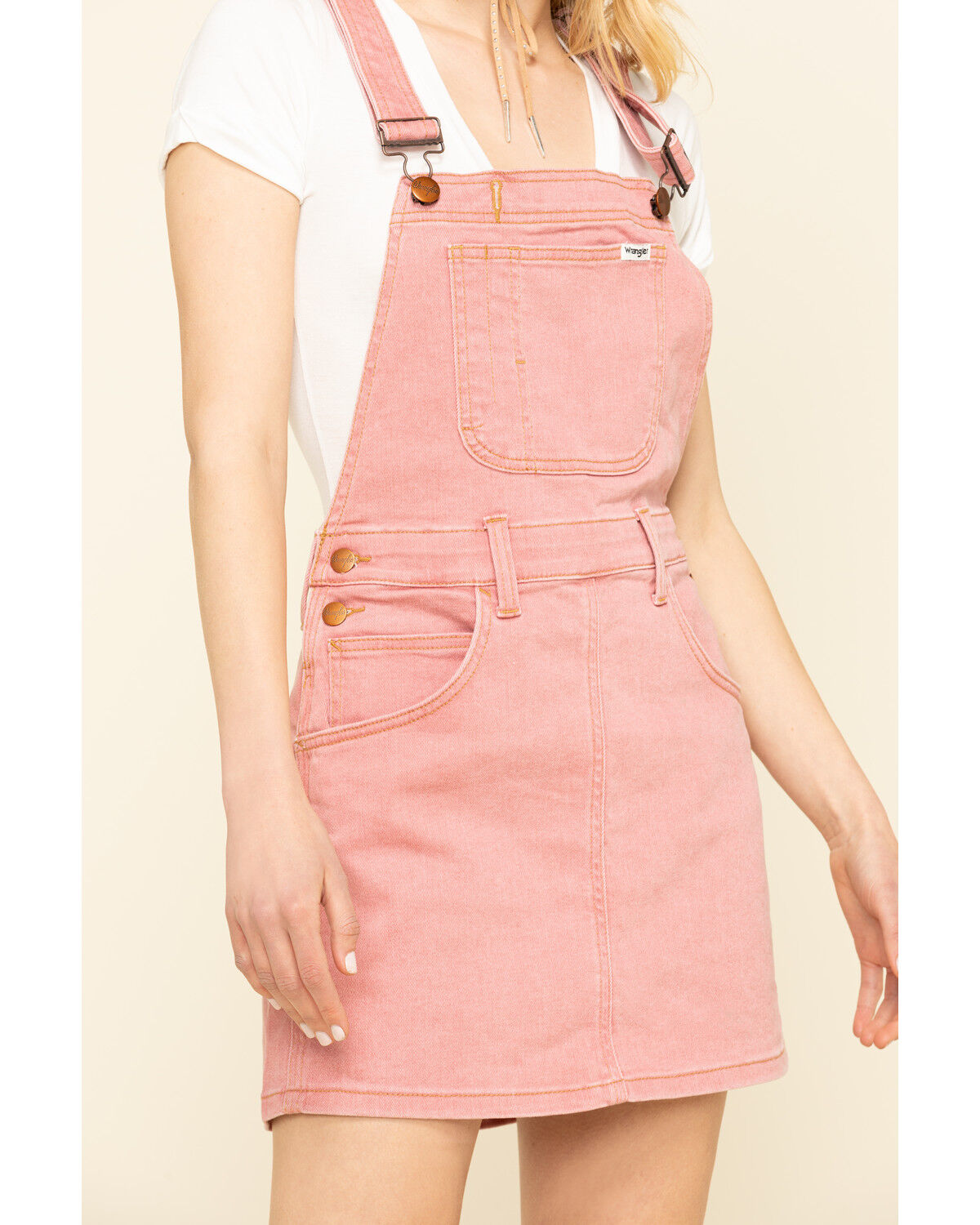 pink denim overalls