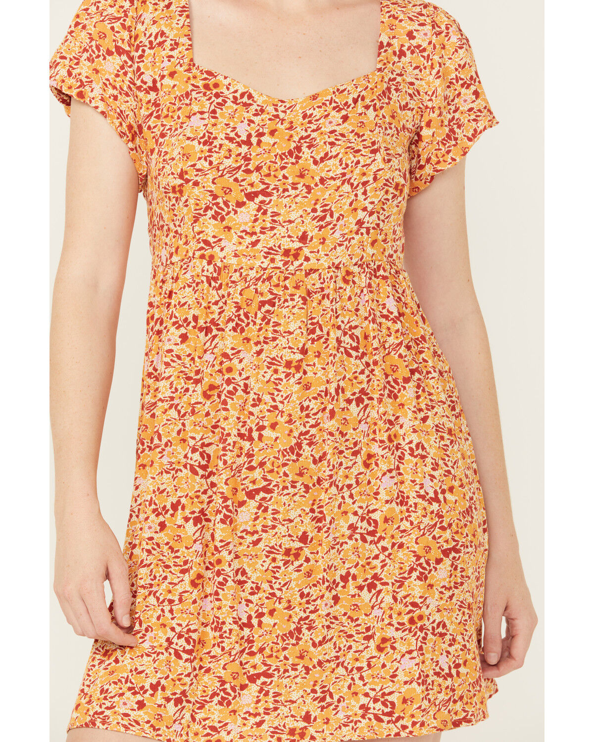 Image #3 - Wild Moss Women's Floral Print Mini Dress, Mustard, hi-res