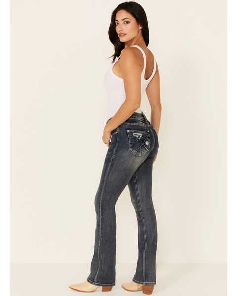 Grace in LA Women's Curved Lines Bootcut Jeans, Medium Blue, hi-res