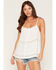 Image #1 - Lovestitch Women's Solid Lace Pleated Tank Top, White, hi-res
