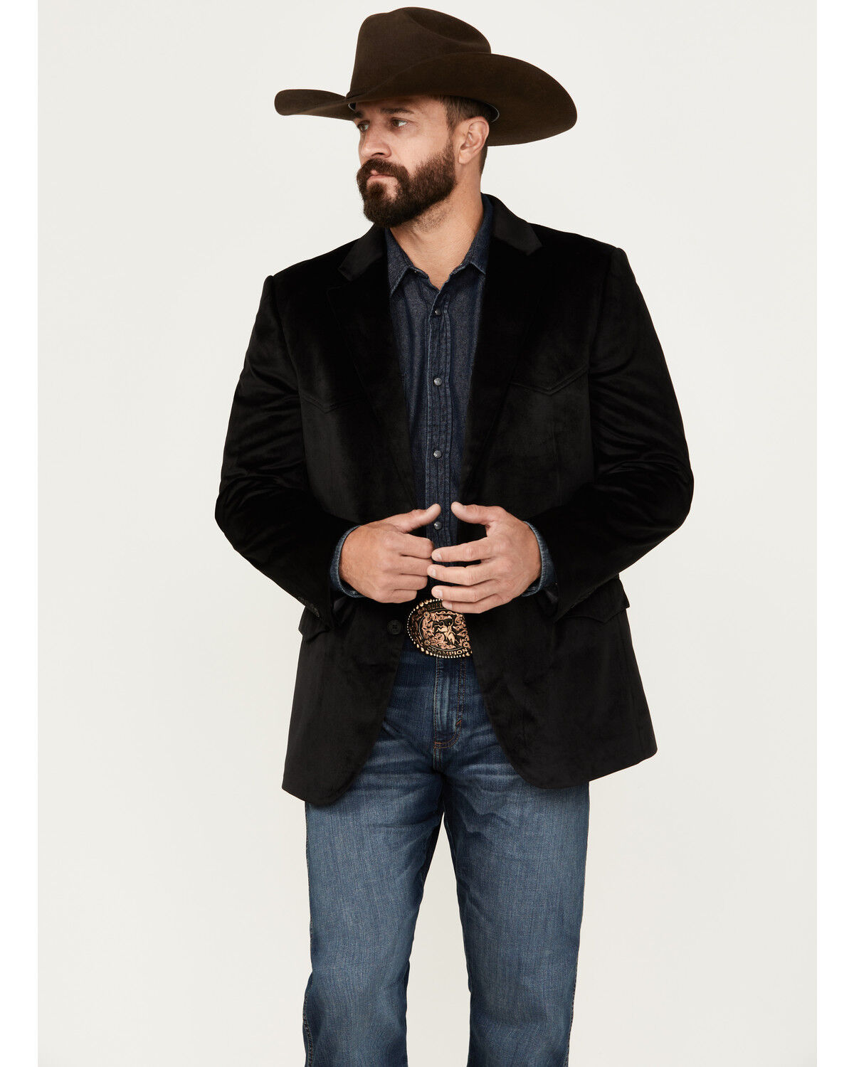 Image #1 - Cody James Men's Velvet Douglas Sportcoat, Black, hi-res