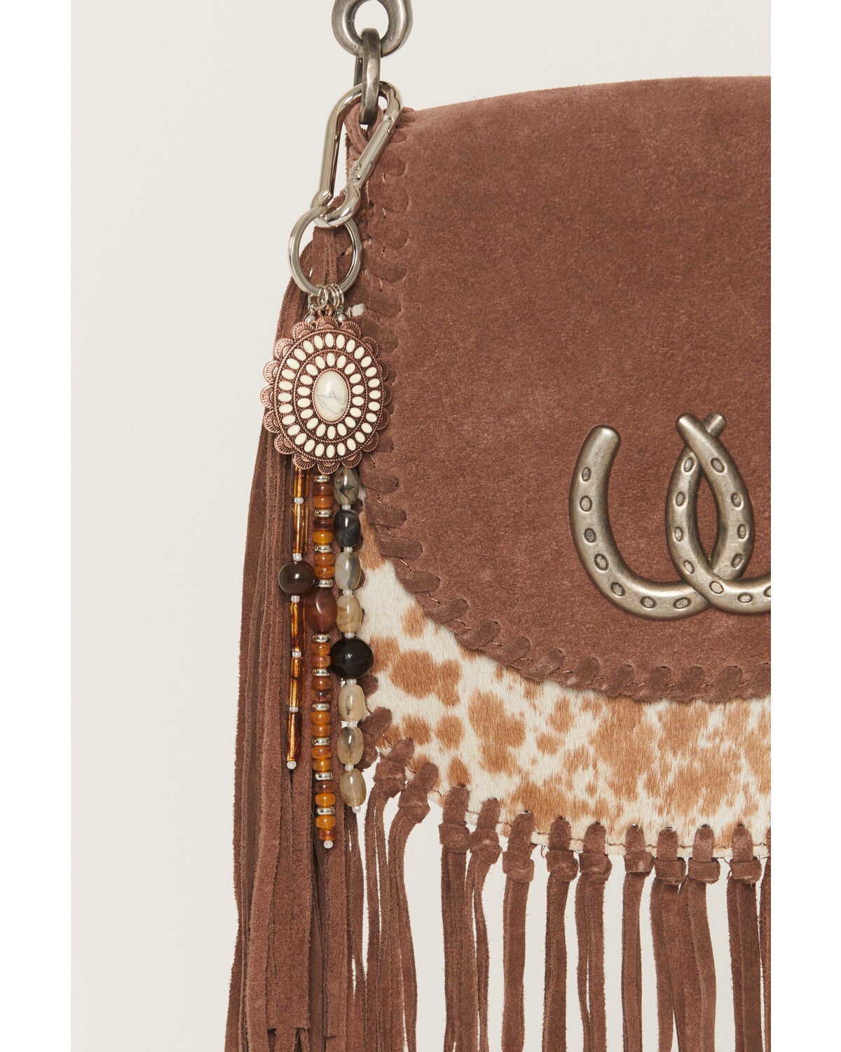 Shyanne Beaded Tassel Bag Charm, Brown, hi-res
