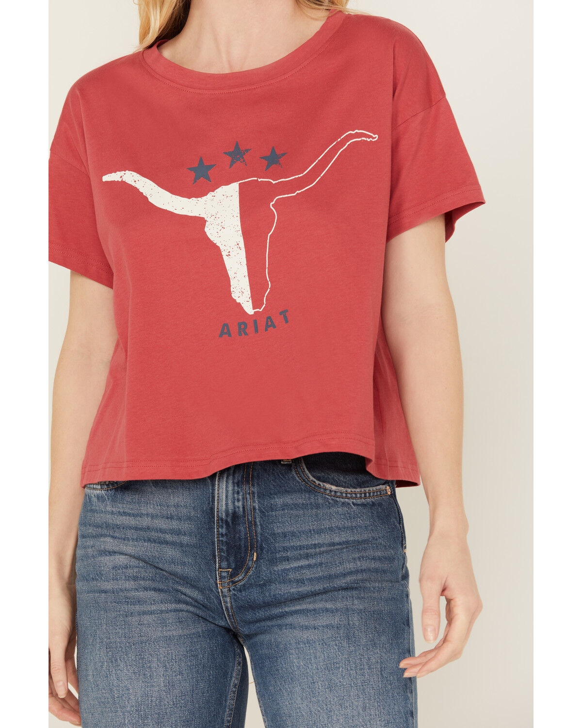 Image #3 - Ariat Women's Steer Lone Star Short Sleeve Cropped Graphic Tee, Rust Copper, hi-res