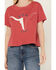 Image #3 - Ariat Women's Steer Lone Star Short Sleeve Cropped Graphic Tee, Rust Copper, hi-res