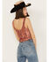 Beyond The Radar Women's Velvet Floral Corset Tank, Rust Copper, hi-res