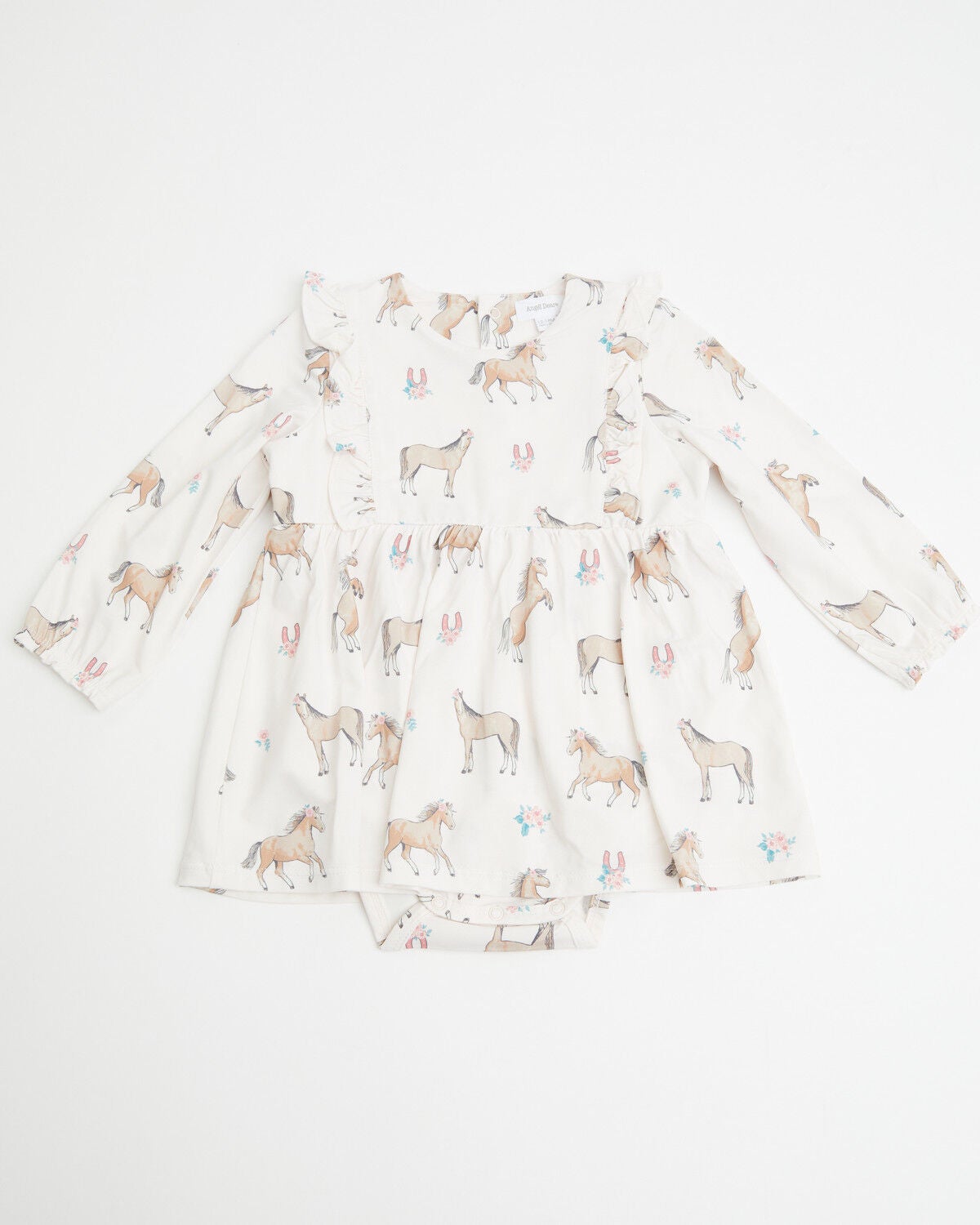 Angel Dear Infant Girls' Horse Print Onesie Dress, Pink, hi-res