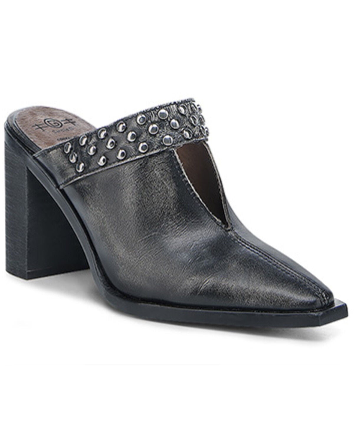 Circle G Women's Distressed Studded Mules, Black, hi-res