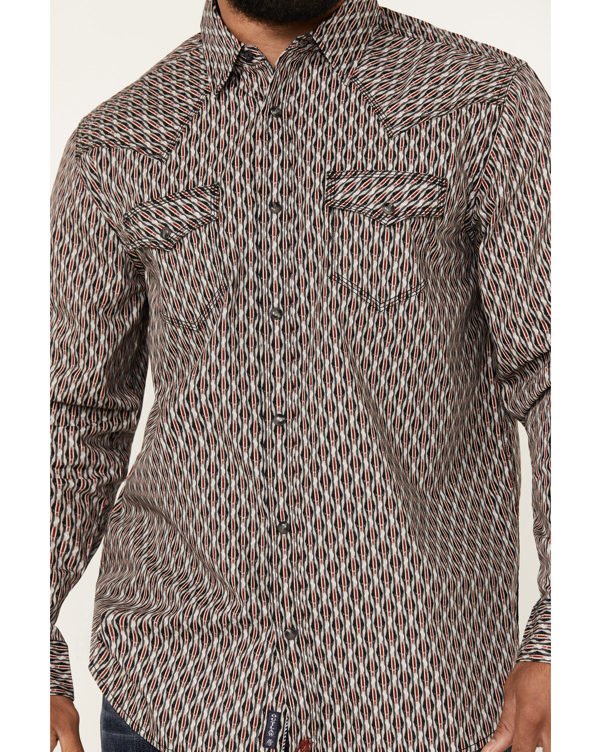 Image #3 - Moonshine Spirit Men's Sunset Geo Print Long Sleeve Snap Western Shirt, Grey, hi-res