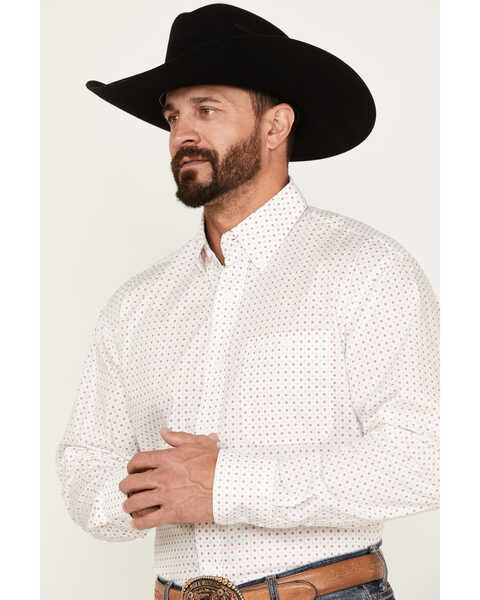 Image #2 - George Strait by Wrangler Men's Geo Print Long Sleeve Button-Down Shirt, White, hi-res
