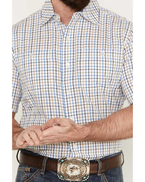Image #3 - Resistol Men's Ennis Checkered Print Short Sleeve Button Down Western Shirt, Blue, hi-res
