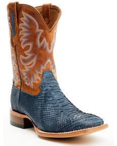 Cody James Men's Exotic Python Vulturno Western Boots - Broad Square Toe, Blue, hi-res