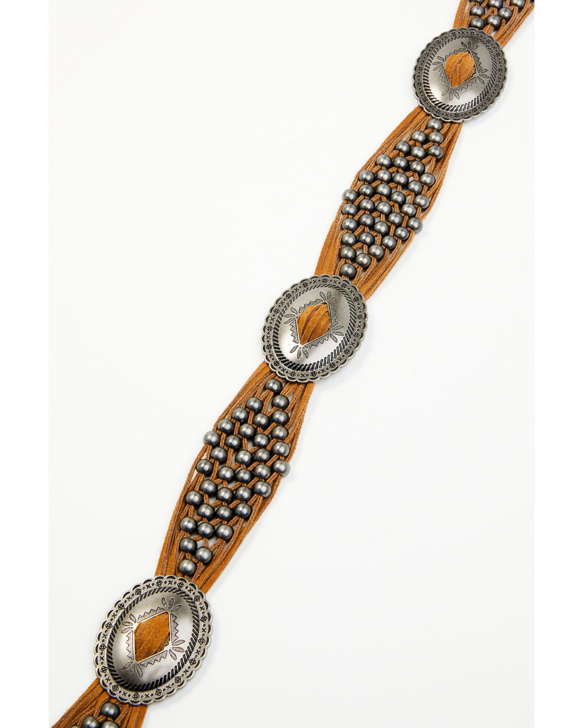Image #2 - Idyllwind Women's Addison Leather Crochet Fringe Concho Belt, Brown, hi-res