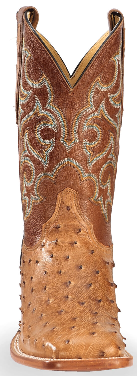 Justin Men's Waxy Full Quill Ostrich Western Boots - Broad