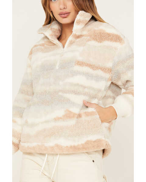 Image #3 - Cleo + Wolf Women's Jacquard 1/4 Zip Pullover , Sand, hi-res