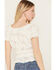 Image #4 - Trixxi Women's Cropped Jaquard Top, Ivory, hi-res